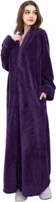 img 4 attached to Hellomamma Womens Robes Warm Plush Winter Robe, Zip Up Long Fleece Bath Robes Female, Zipper Bathrobes For Women