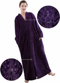 img 2 attached to Hellomamma Womens Robes Warm Plush Winter Robe, Zip Up Long Fleece Bath Robes Female, Zipper Bathrobes For Women