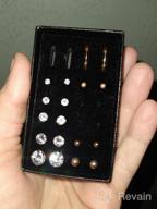 img 1 attached to Stylish 12 Pairs Stud Earrings: Stainless Steel Cubic Zirconia Hypoallergenic Set review by Julie Gomez