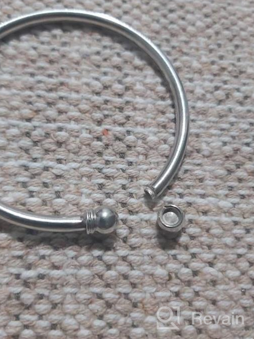 img 1 attached to ChicSilver 925 Sterling Silver Bangle Bracelet: Fashionable Open Bangles Two Bead Cuff Jewelry for Women Girls review by Paula Baker