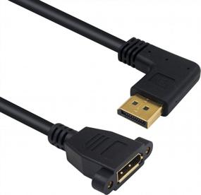 img 1 attached to Poyiccot Displayport To Displayport Extension Cable, 90 Degree Left Angle Displayport Male To DisplayPort Female DP To DP Extender With Panel Mount Screw Hole For Audio And Video 12Inch / 30Cm