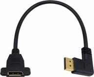 poyiccot displayport to displayport extension cable, 90 degree left angle displayport male to displayport female dp to dp extender with panel mount screw hole for audio and video 12inch / 30cm logo