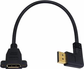 img 4 attached to Poyiccot Displayport To Displayport Extension Cable, 90 Degree Left Angle Displayport Male To DisplayPort Female DP To DP Extender With Panel Mount Screw Hole For Audio And Video 12Inch / 30Cm