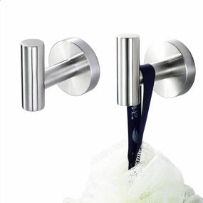 img 4 attached to Organize Your Bathroom With Wall Mounted Towel Hooks - Brushed Stainless Steel, Set Of 2