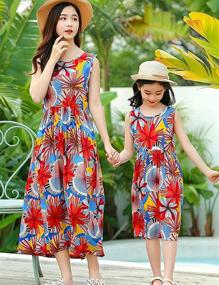 img 1 attached to Matching Daughter Sleeveless Hawaiian Monstera Girls' Clothing : Dresses