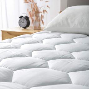 img 2 attached to Ultra Soft Quilted King Mattress Pad With Deep Pocket Protector - Perfect For Dorm, Home Or Hotel - White Color