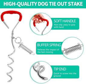 img 3 attached to Heavy Duty Dog Tie Out Stake with Spring - Sturdy Stake for Yard, Training, and Camping - Dog Anchor for Runner - Attach to Tie Out Cable & Lead for Ground, Backyard, Sand