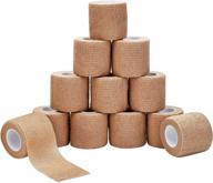 12-pack brown non-woven self adhesive bandage wrap - 2 inches by 5 yards all sports athletic tape - breathable tape for wrists, knee, and ankle логотип