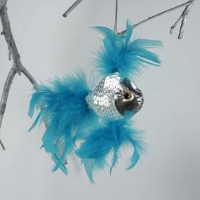 img 2 attached to Silver & Feather Christmas Ornament - Zucker Large Blue Holiday Birthday Home Décor