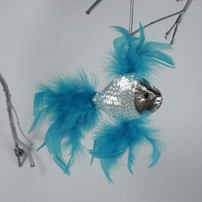 img 3 attached to Silver & Feather Christmas Ornament - Zucker Large Blue Holiday Birthday Home Décor