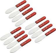 deluxe stainless steel butter spreader set with wide straight edge and wood handle – perfect for sandwiches, cream cheese and condiments logo