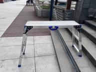 portable folding aluminum step ladder - adjustable height 25-35in, 330 lbs capacity heavy duty work platform logo