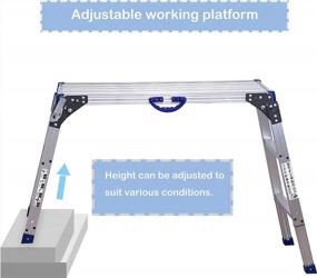 img 3 attached to Portable Folding Aluminum Step Ladder - Adjustable Height 25-35In, 330 LBS Capacity Heavy Duty Work Platform