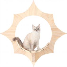 img 4 attached to MYZOO Solar, Sun Shape, Wall Mounted Cat Shelves, Floating Perch, Cat Tree,Solid Wood