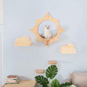 img 2 attached to MYZOO Solar, Sun Shape, Wall Mounted Cat Shelves, Floating Perch, Cat Tree,Solid Wood