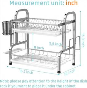 img 2 attached to PACKISM Dish Drying Rack, Stainless Steel 2-Tier Dish Rack With Drainboard Set Cutting Board Utensil Holder, Rust-Resistant Dish Drainer For Kitchen Counter Organizer, Black