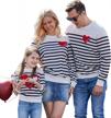 family stripe long sleeve sweatshirt with heart pattern - matching mommy and me outfits for casual pullover by popreal logo