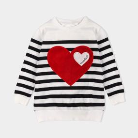 img 1 attached to Family Stripe Long Sleeve Sweatshirt With Heart Pattern - Matching Mommy And Me Outfits For Casual Pullover By PopReal