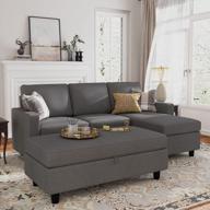 небольшой космический секционный диван с пуфиком: honbay реверсивный темно-серый l-образный диван и шезлонг. логотип