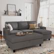 small space sectional sofa with ottoman: honbay reversible dark grey l-shaped couch and chaise. logo