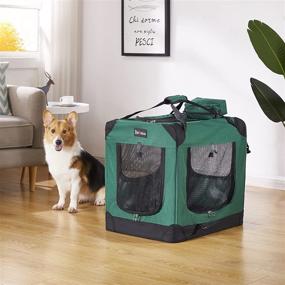 img 1 attached to 🐶 Dehoua 3-Door Folding Soft Dog Crate with Straps and Mat - Ideal for Indoor and Outdoor Use - Convenient Pet Carrier