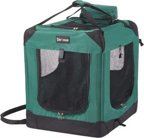 img 4 attached to 🐶 Dehoua 3-Door Folding Soft Dog Crate with Straps and Mat - Ideal for Indoor and Outdoor Use - Convenient Pet Carrier