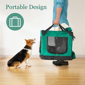 img 2 attached to 🐶 Dehoua 3-Door Folding Soft Dog Crate with Straps and Mat - Ideal for Indoor and Outdoor Use - Convenient Pet Carrier