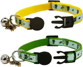 img 2 attached to 🐱 Barleygoo 2-Pack Glow-in-The-Dark Cat Collar with Bell - Breakaway Safety Collars for Cats and Puppies - Includes Pendant