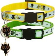 🐱 barleygoo 2-pack glow-in-the-dark cat collar with bell - breakaway safety collars for cats and puppies - includes pendant logo