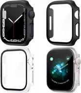 📱 nanw [4-pack] hard pc case with tempered glass screen protector for apple watch series 8 & 7 - all-around coverage for series 8 & 7 45mm smartwatch logo