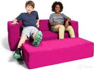 🛋️ jaxx zipline sofa with large ottoman: 3-in-1 fold-out sofa, big kids edition in vibrant fuchsia logo