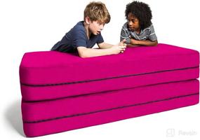 img 2 attached to 🛋️ Jaxx Zipline Sofa with Large Ottoman: 3-in-1 Fold-Out Sofa, Big Kids Edition in Vibrant Fuchsia