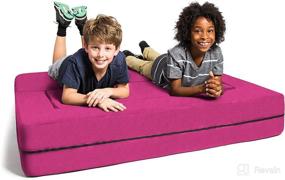 img 3 attached to 🛋️ Jaxx Zipline Sofa with Large Ottoman: 3-in-1 Fold-Out Sofa, Big Kids Edition in Vibrant Fuchsia