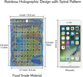 img 1 attached to 100 Штук Пакетов с Металлизированным Застежкой-Молнией и Голографическим Спиральным Рисунком, Размером 4x5.9 Дюйма, Идеально для Конфет, Ювелирных Изделий, Ресниц, Блеска для Губ - Фольгированный Образец, Подарочные Мешочки