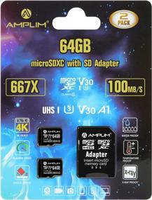 img 4 attached to Amplim Micro SD Card 64GB, 2 Pack Extreme High Speed MicroSD Memory Plus Adapter, MicroSDXC U3 Class 10 V30 UHS-I Nintendo-Switch, Go Pro Hero, Surface, Phone Galaxy, Camera Security Cam, Tablet, PC