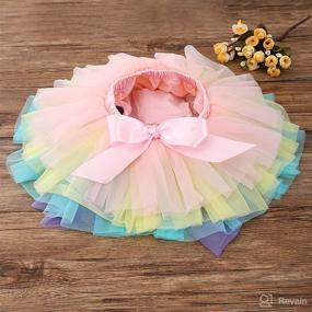 img 2 attached to 👶 Adorable Toddler Tutu Skirt Headband Set with Ruffle Tulle Diaper Covers - Sizes 6-24 Months