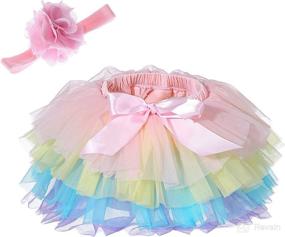 img 4 attached to 👶 Adorable Toddler Tutu Skirt Headband Set with Ruffle Tulle Diaper Covers - Sizes 6-24 Months