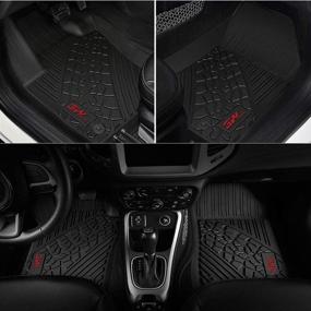 img 1 attached to 🚗 Premium Custom Fit TPE Floor Mats for Jeep Gladiator 2020-2022 - All-Weather Protection and Style with Red Logo, Black - 1st & 2nd Row Full Set Car Liners