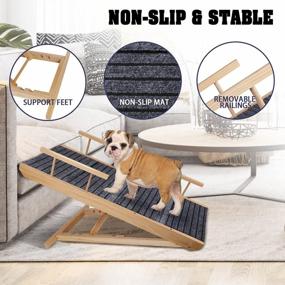 img 3 attached to 🐾 Topmart Non-Slip Folding Dog Ramp with Safety Side Rails, Adjustable Height from 10.2" to 23.6" - Supports Up to 100 Lbs - Wood Pet Ramp for Enhanced Accessibility