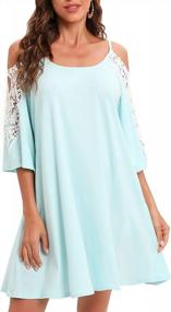 img 4 attached to Plus Size Summer Cotton Lace Dress With Pockets - Cold Sleeve Casual T Shirt Style