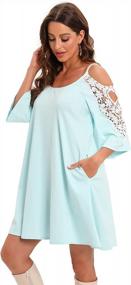 img 2 attached to Plus Size Summer Cotton Lace Dress With Pockets - Cold Sleeve Casual T Shirt Style