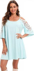img 3 attached to Plus Size Summer Cotton Lace Dress With Pockets - Cold Sleeve Casual T Shirt Style