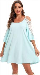 img 1 attached to Plus Size Summer Cotton Lace Dress With Pockets - Cold Sleeve Casual T Shirt Style