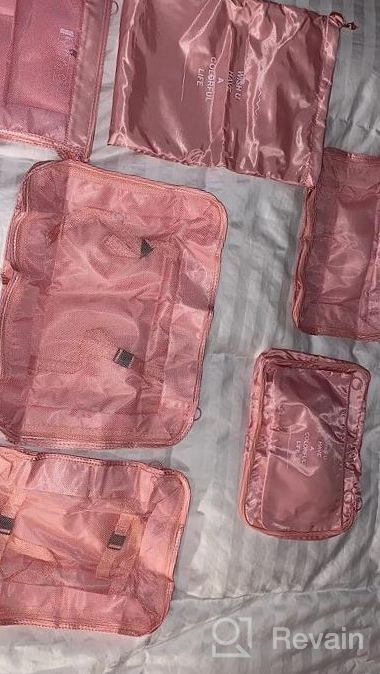 img 1 attached to VAGREEZ Packing Cubes, 7 Pcs Travel Luggage Packing Organizers Set With Toiletry Bag (Beige) review by Prince Aguirre