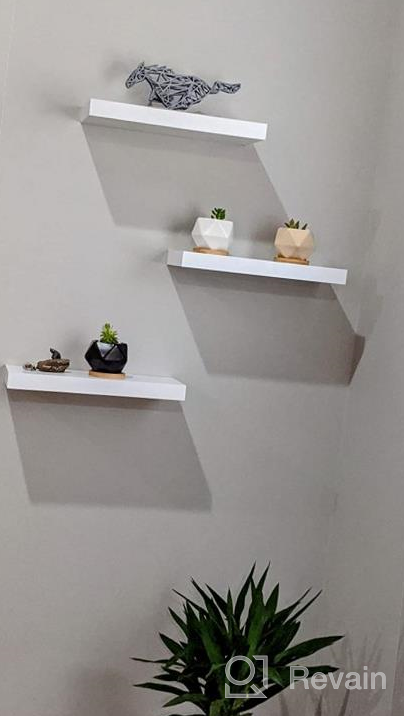 img 1 attached to Decorate Your Home With AHDECOR'S Stylish Black Floating Wall Shelves - Set Of 3 Wide Panel Ledge Shelves For Various Rooms! review by Donna Hoff