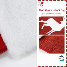 img 2 attached to 4-Pack 18In Red Burlap Plush Faux Fur Cuff Xmas Stockings W/ Townshine Reindeer Print - Perfect For Family Party Decor!