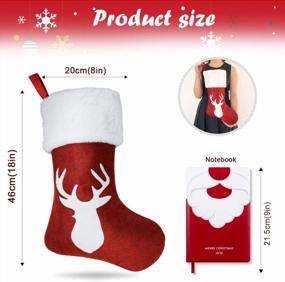 img 3 attached to 4-Pack 18In Red Burlap Plush Faux Fur Cuff Xmas Stockings W/ Townshine Reindeer Print - Perfect For Family Party Decor!