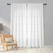 linen look semi sheer curtains 96 inches long for living room, melodieux white bedroom rod pocket voile drapes, 52x96 inch (2 panels) logo
