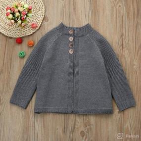 img 3 attached to 👶 Adorable Button Knitted Sweater Cardigan for Baby Girls - Cozy Autumn Winter Warm Coat Jacket Clothing