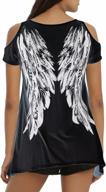 chic and comfortable: tulucky's angel wing t-shirts with cutout shoulders and irregular hemline for women логотип